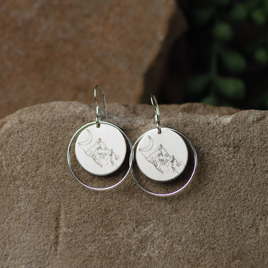 Double Circle Sterling Silver Earrings