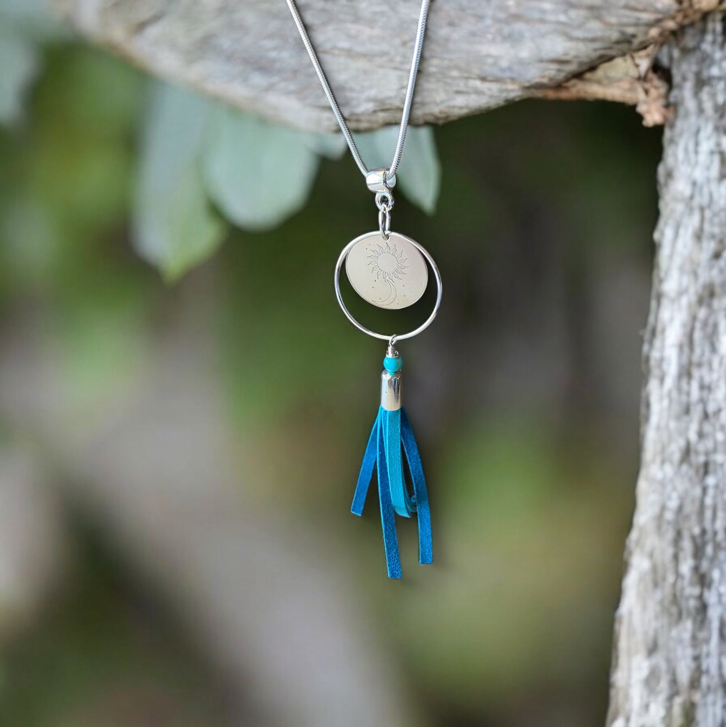 Big Sky necklace - blue fringe