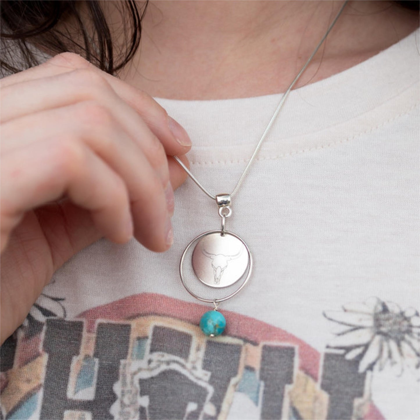 Circle Sterling Silver Jewelry Set With Turquoise