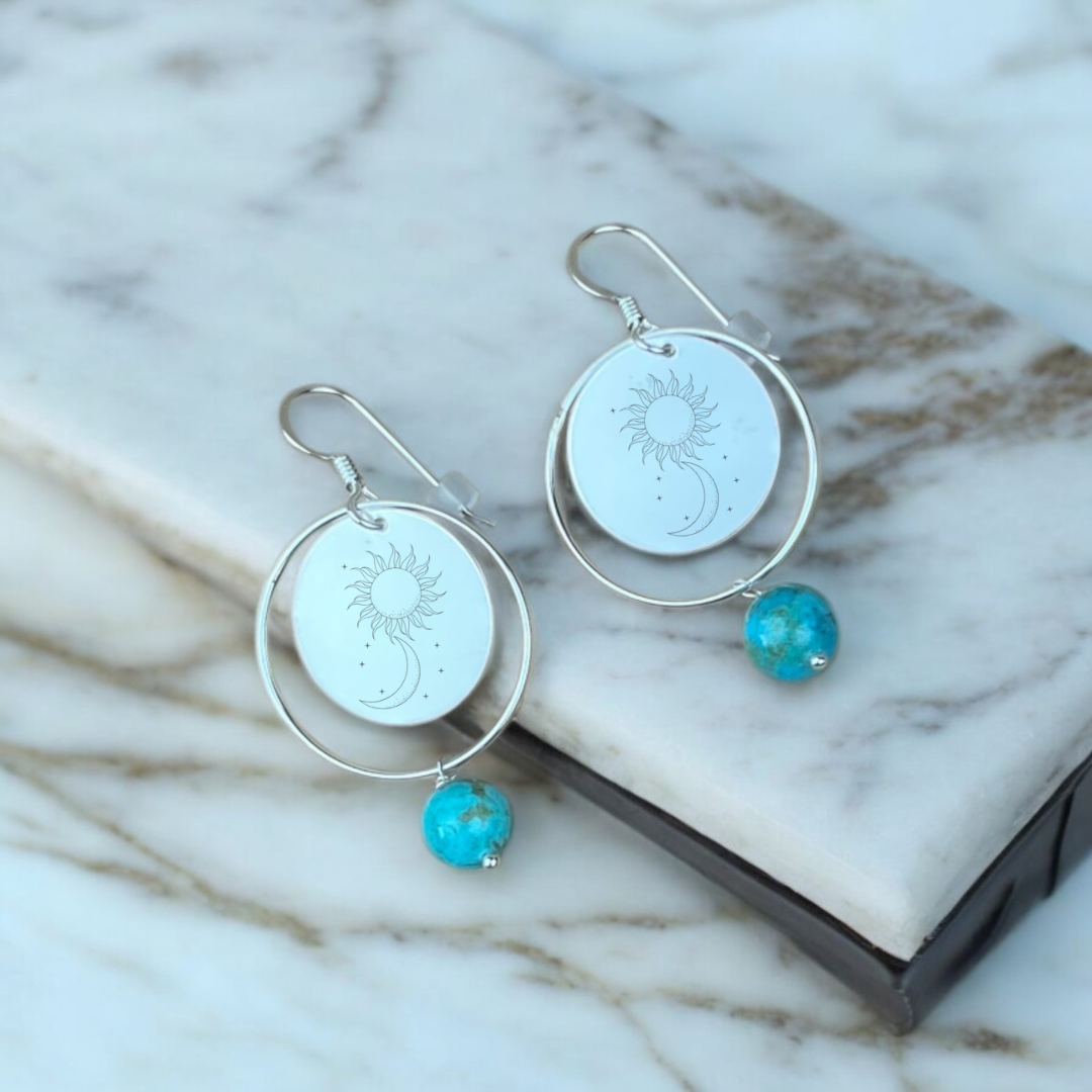 Circle Earrings w Turquoise Big Sky