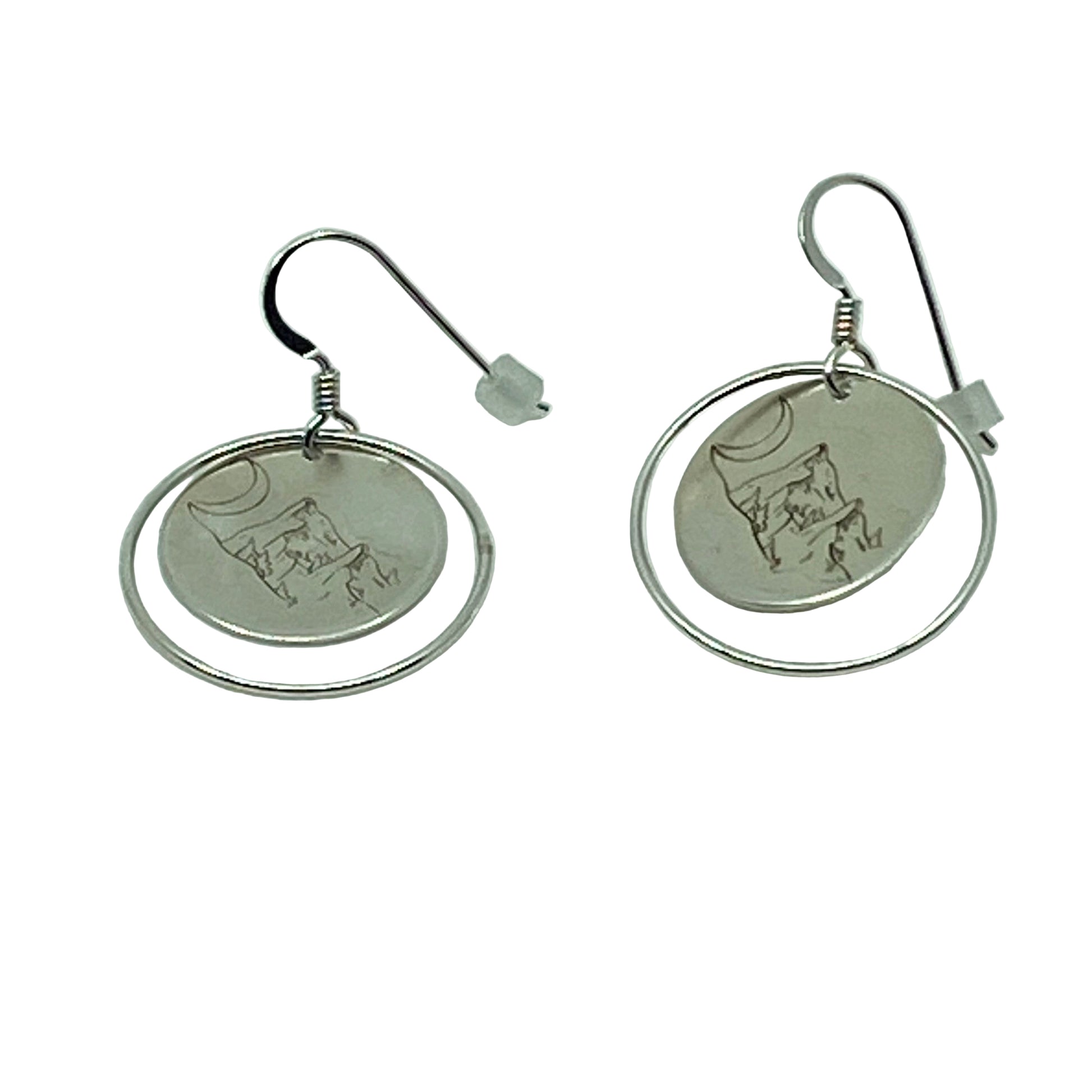 Double Circle Earrings Mountain white background