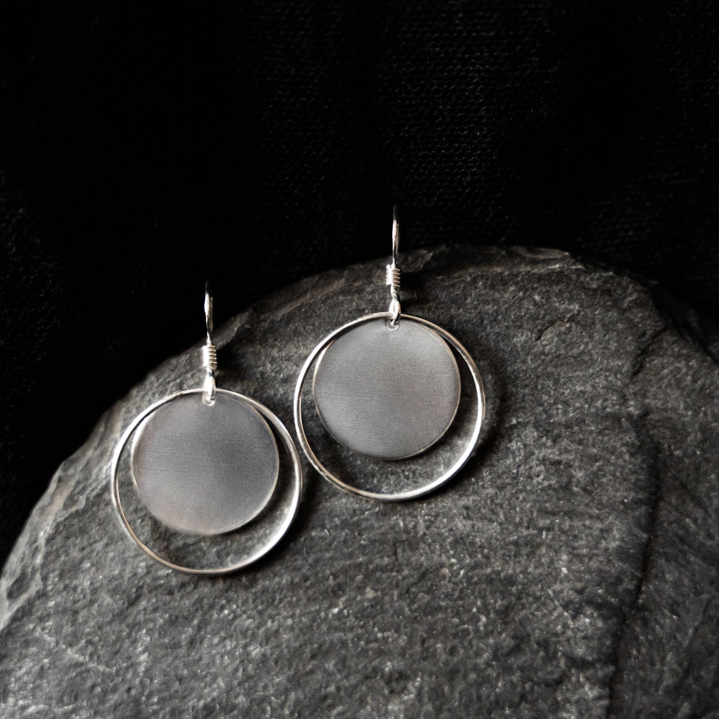 Double Circle Sterling Silver Earrings