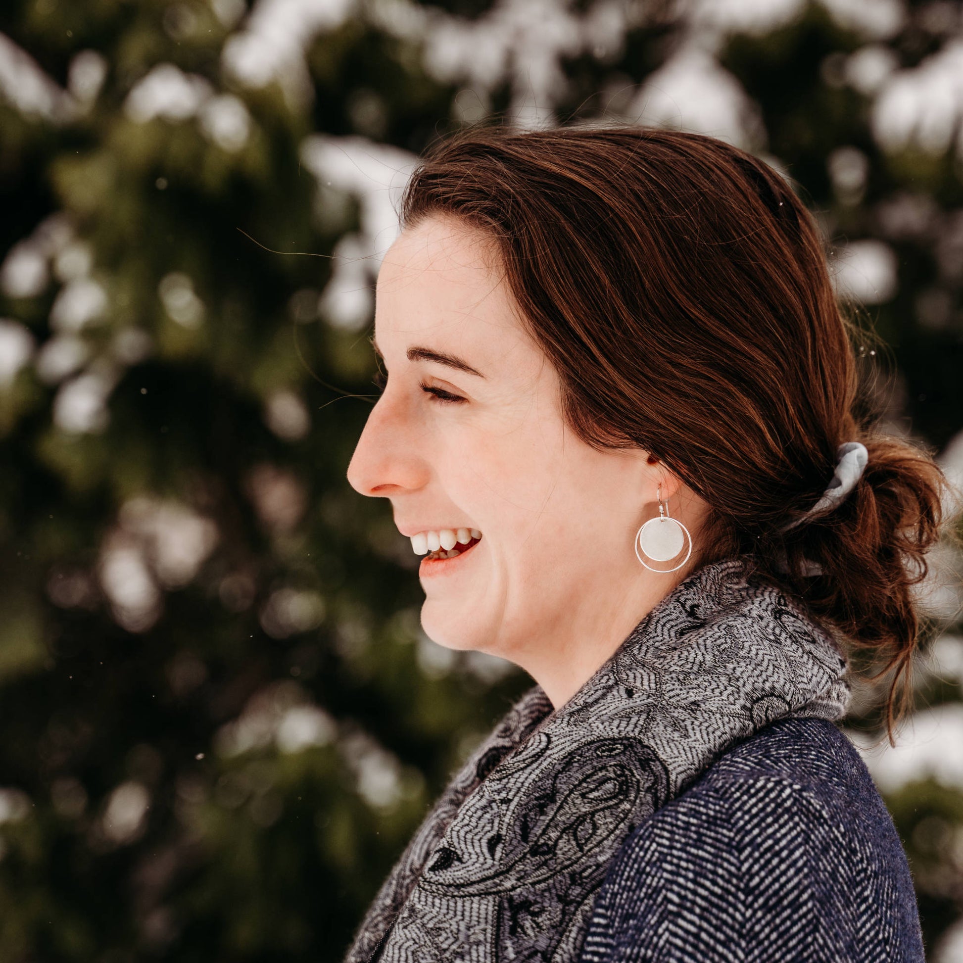 Double Circle Earrings on model