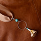 Fall Sterling Silver and Silk Necklace with Flower and Turquoise Pendant