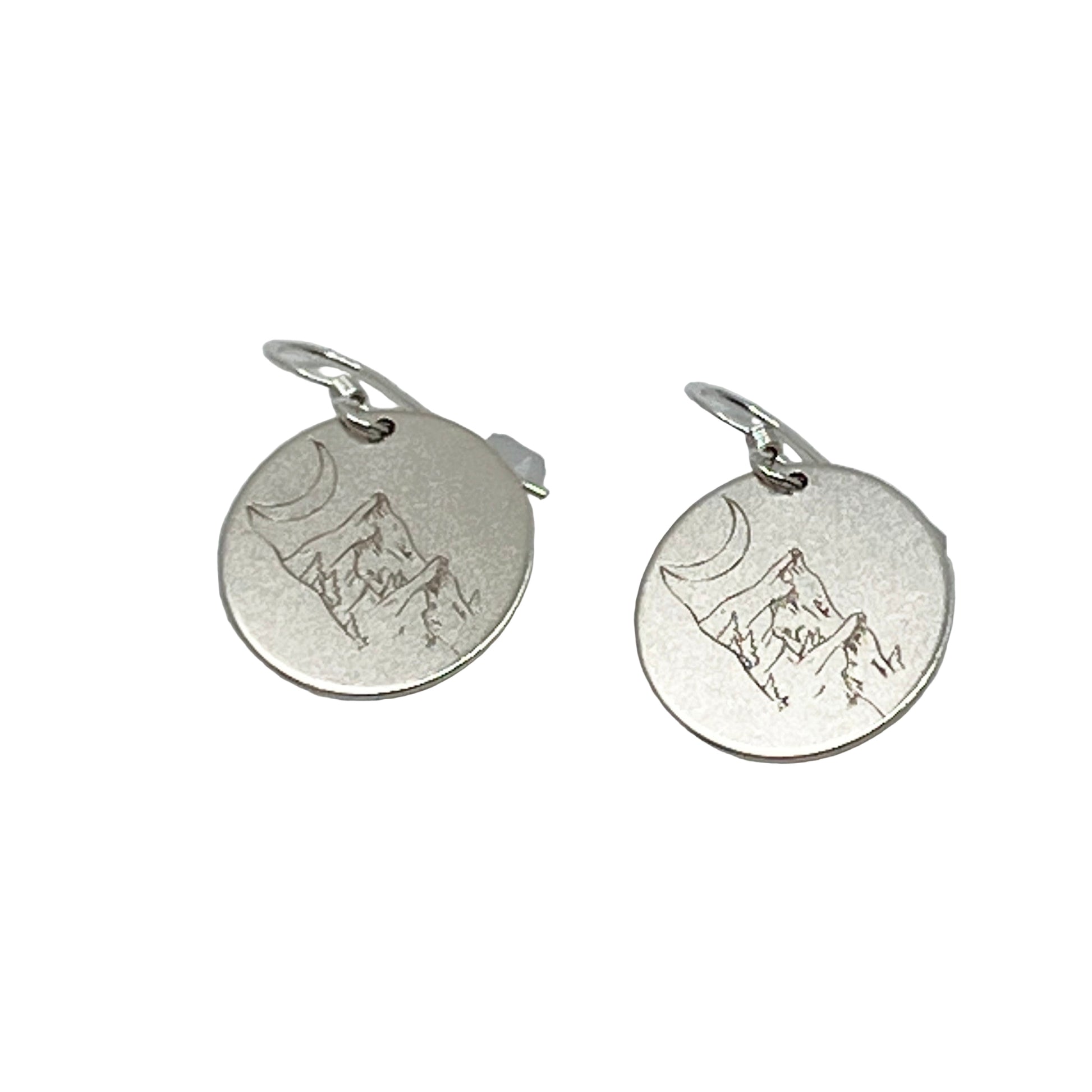 Minimalist Silver Earrings Mountain white background