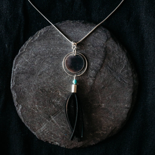 Silver Circle Pendant with Fringe