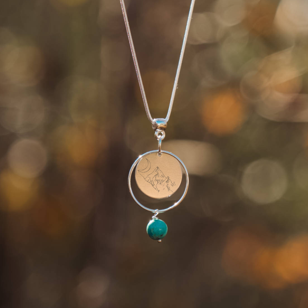 Silver Pendant with Turquoise - Mountain