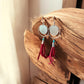 Campfire earrings - red leather fringe