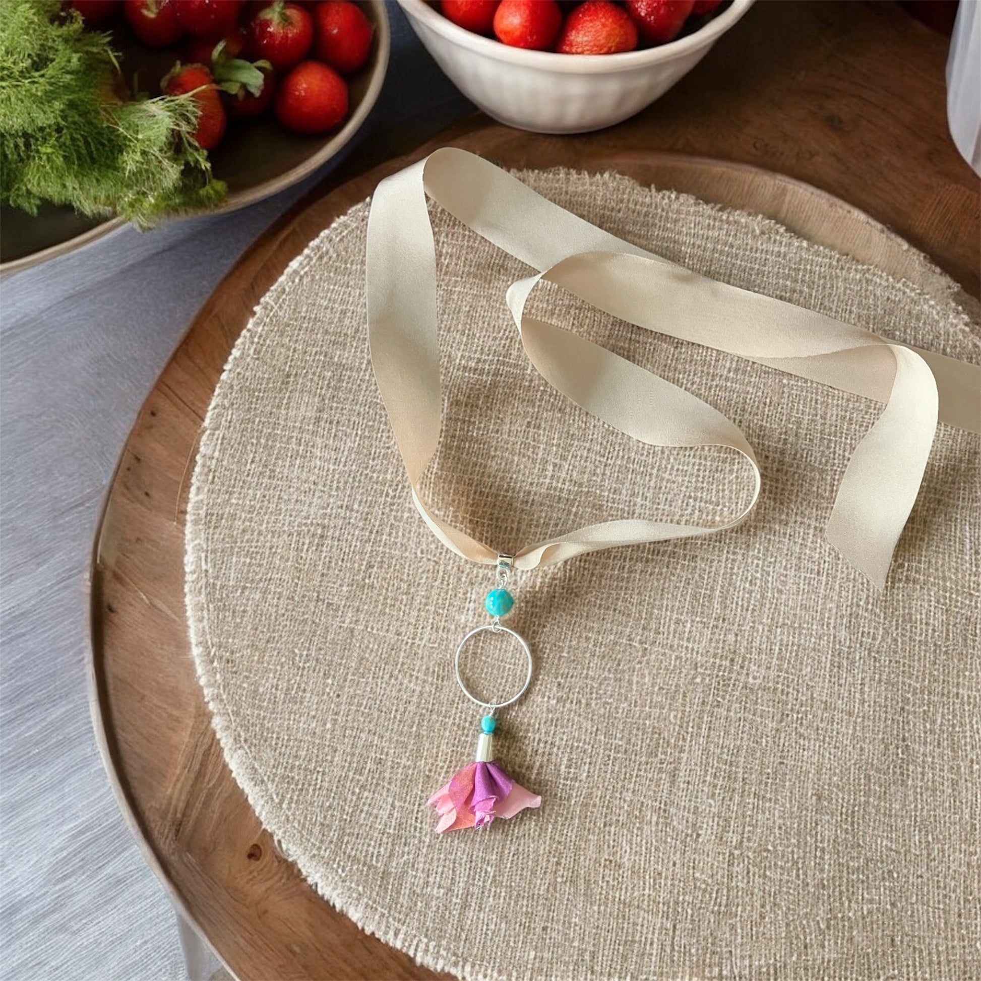 Silk Flower Necklace - Spring