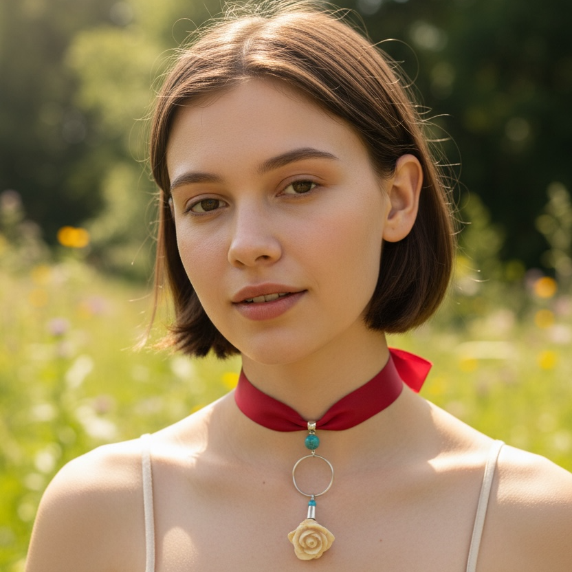One-of-a-kind silk and silver necklace