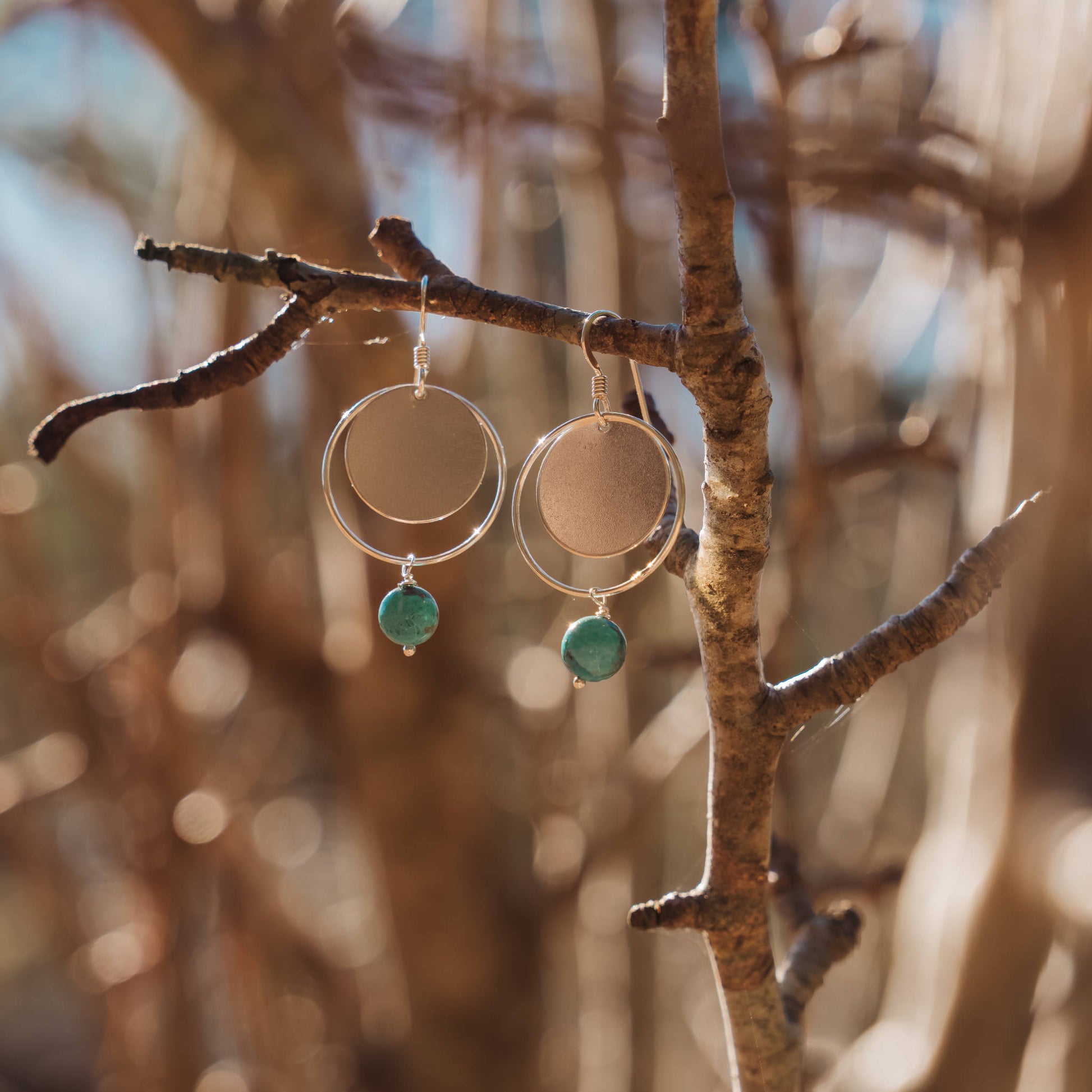 Circle Sterling Earrings with Turquoise